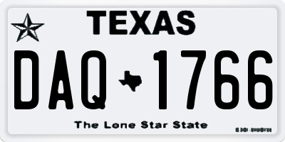 TX license plate DAQ1766