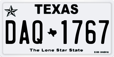 TX license plate DAQ1767