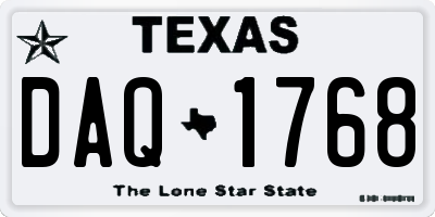 TX license plate DAQ1768