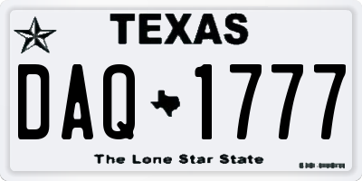 TX license plate DAQ1777