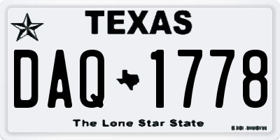 TX license plate DAQ1778