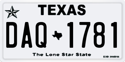 TX license plate DAQ1781