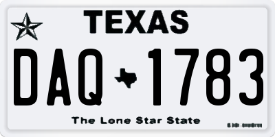 TX license plate DAQ1783
