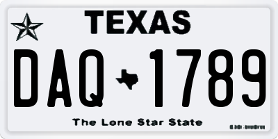 TX license plate DAQ1789