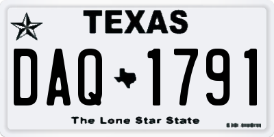 TX license plate DAQ1791