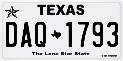 TX license plate DAQ1793