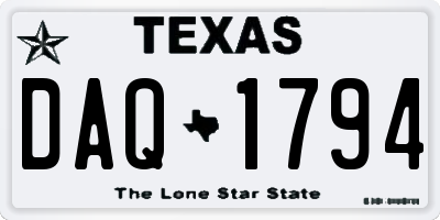 TX license plate DAQ1794