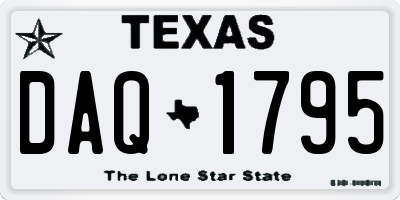 TX license plate DAQ1795