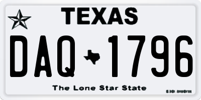 TX license plate DAQ1796