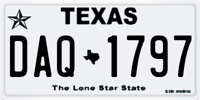 TX license plate DAQ1797