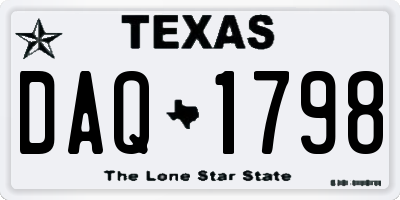 TX license plate DAQ1798
