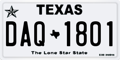 TX license plate DAQ1801