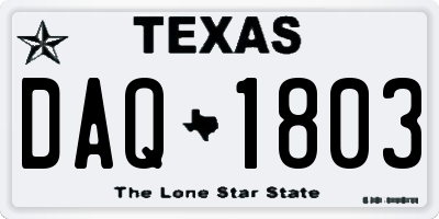 TX license plate DAQ1803