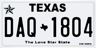 TX license plate DAQ1804
