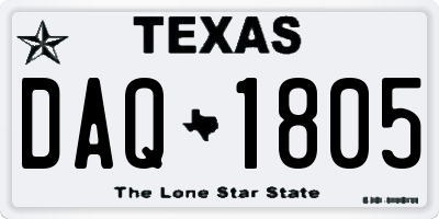 TX license plate DAQ1805