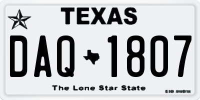 TX license plate DAQ1807