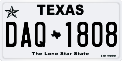 TX license plate DAQ1808