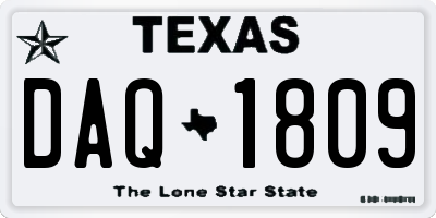 TX license plate DAQ1809