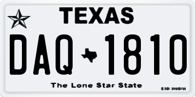 TX license plate DAQ1810