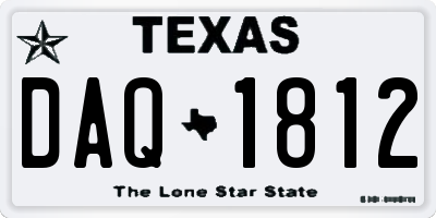 TX license plate DAQ1812