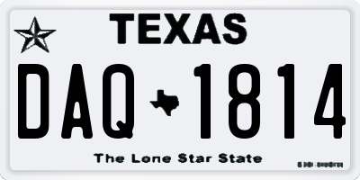 TX license plate DAQ1814