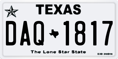 TX license plate DAQ1817
