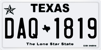 TX license plate DAQ1819