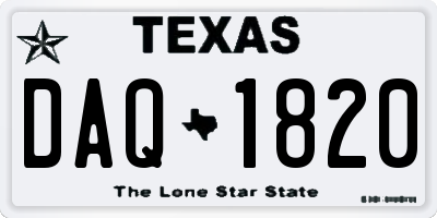 TX license plate DAQ1820