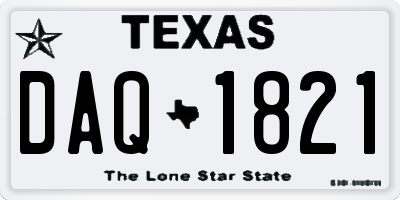 TX license plate DAQ1821