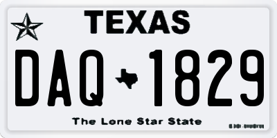TX license plate DAQ1829