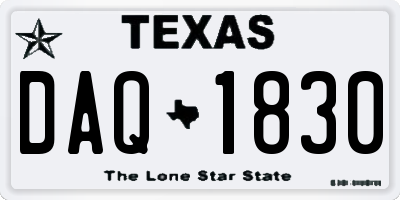 TX license plate DAQ1830