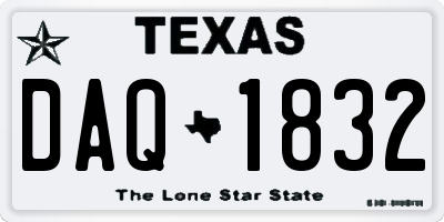 TX license plate DAQ1832