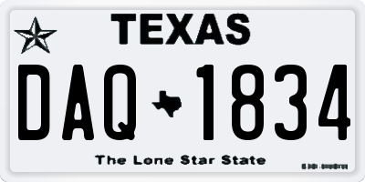 TX license plate DAQ1834