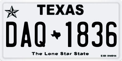 TX license plate DAQ1836