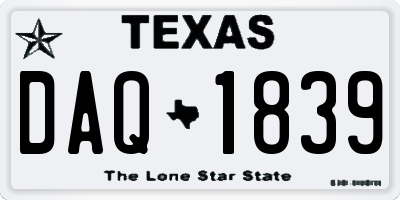 TX license plate DAQ1839