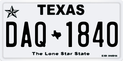 TX license plate DAQ1840