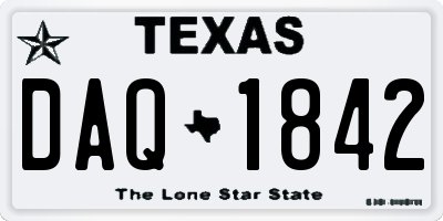 TX license plate DAQ1842