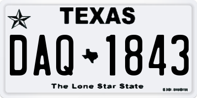 TX license plate DAQ1843