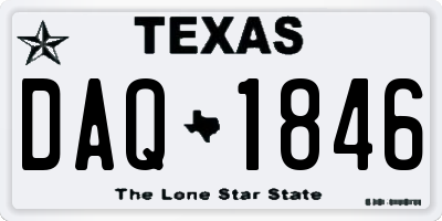 TX license plate DAQ1846