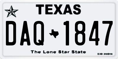 TX license plate DAQ1847