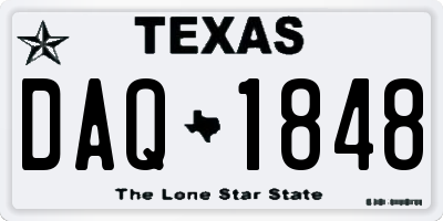 TX license plate DAQ1848