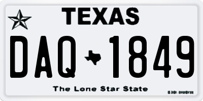 TX license plate DAQ1849
