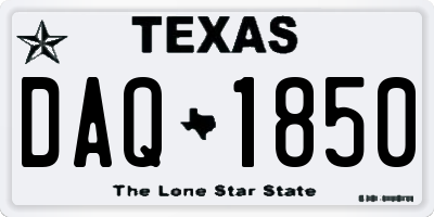 TX license plate DAQ1850