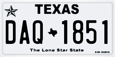 TX license plate DAQ1851