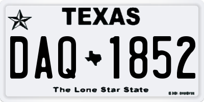 TX license plate DAQ1852
