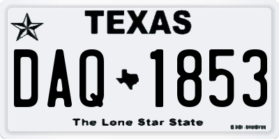 TX license plate DAQ1853