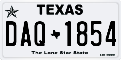 TX license plate DAQ1854