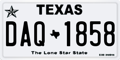 TX license plate DAQ1858