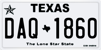 TX license plate DAQ1860