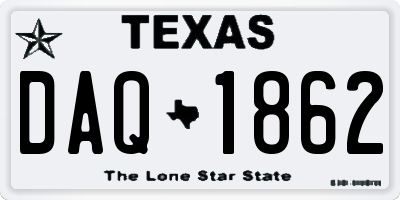 TX license plate DAQ1862
